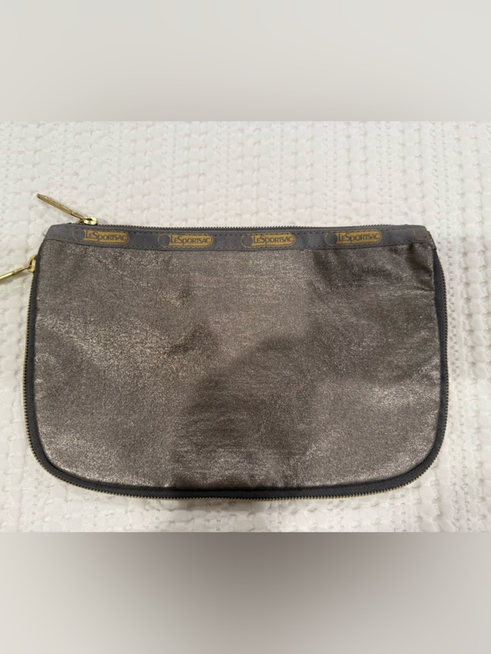 LeSportsac Clutch or Cosmetic Bag in Pewter Metallic